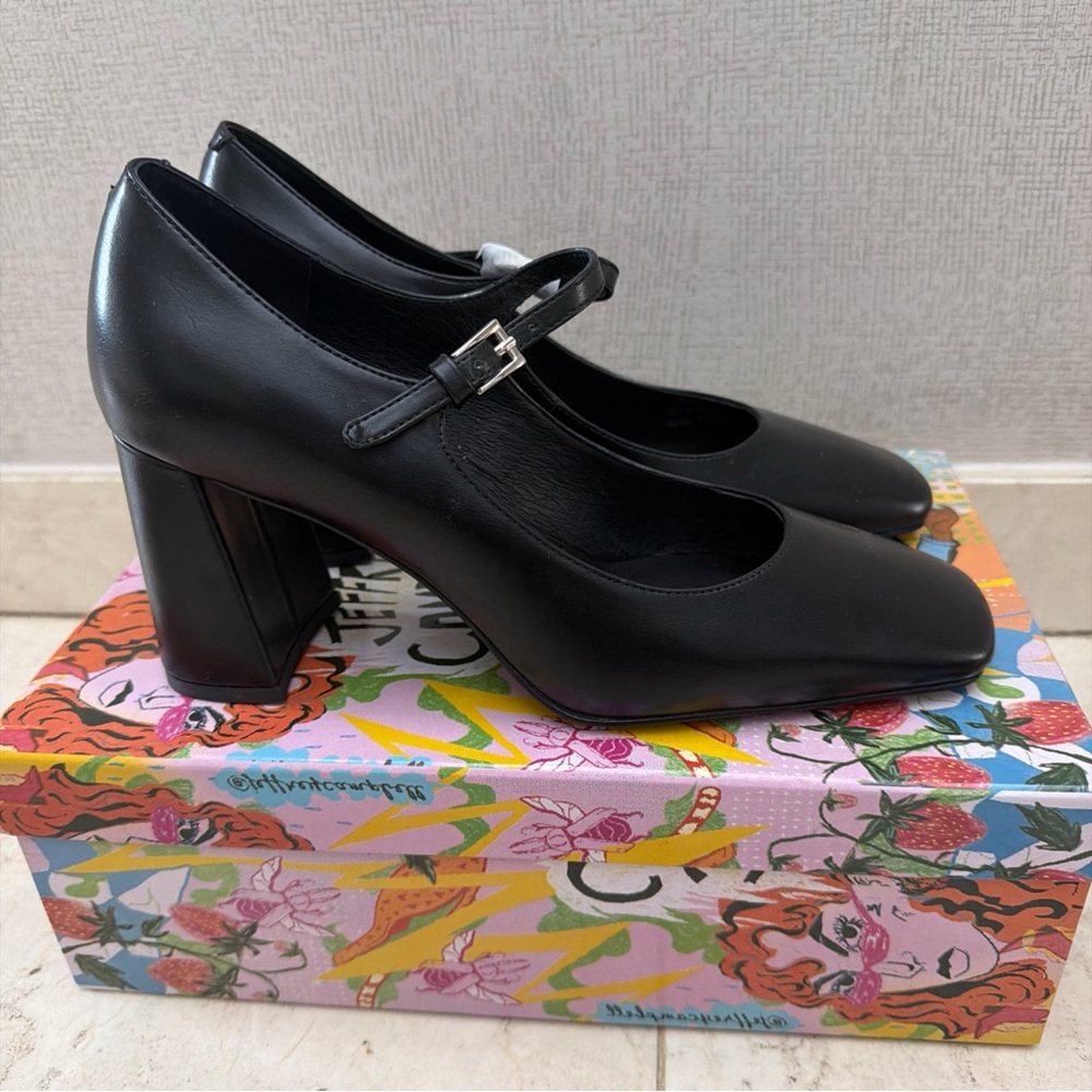 Jeffrey Campbell Bourdin Black Mary Jane Heels Size 8.5 Brand New